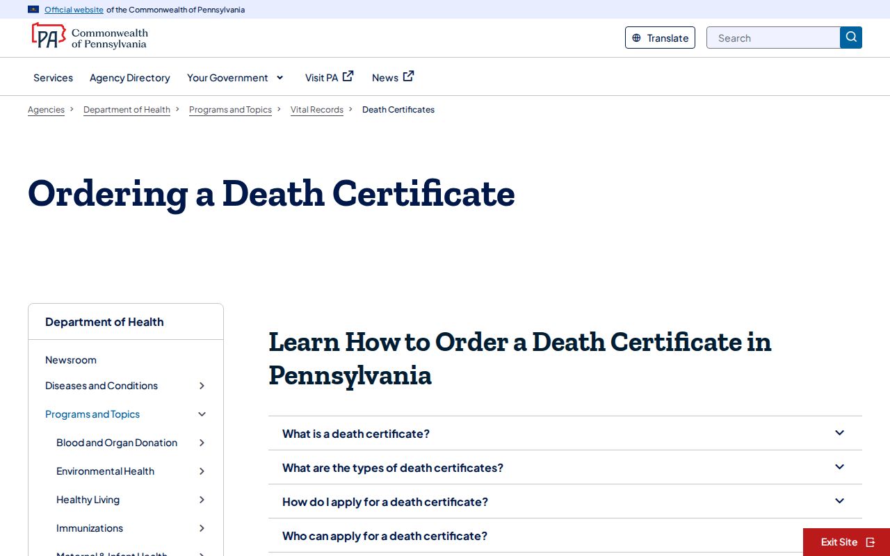 Penn Hills Township resident lookup research through Pennsylvania death certificate access