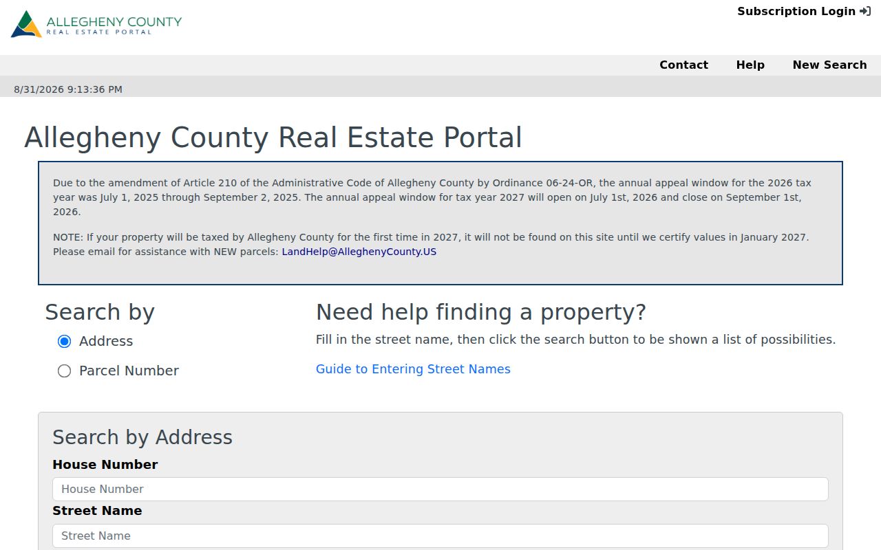 Penn Hills Township street directory address search in the Allegheny County property portal