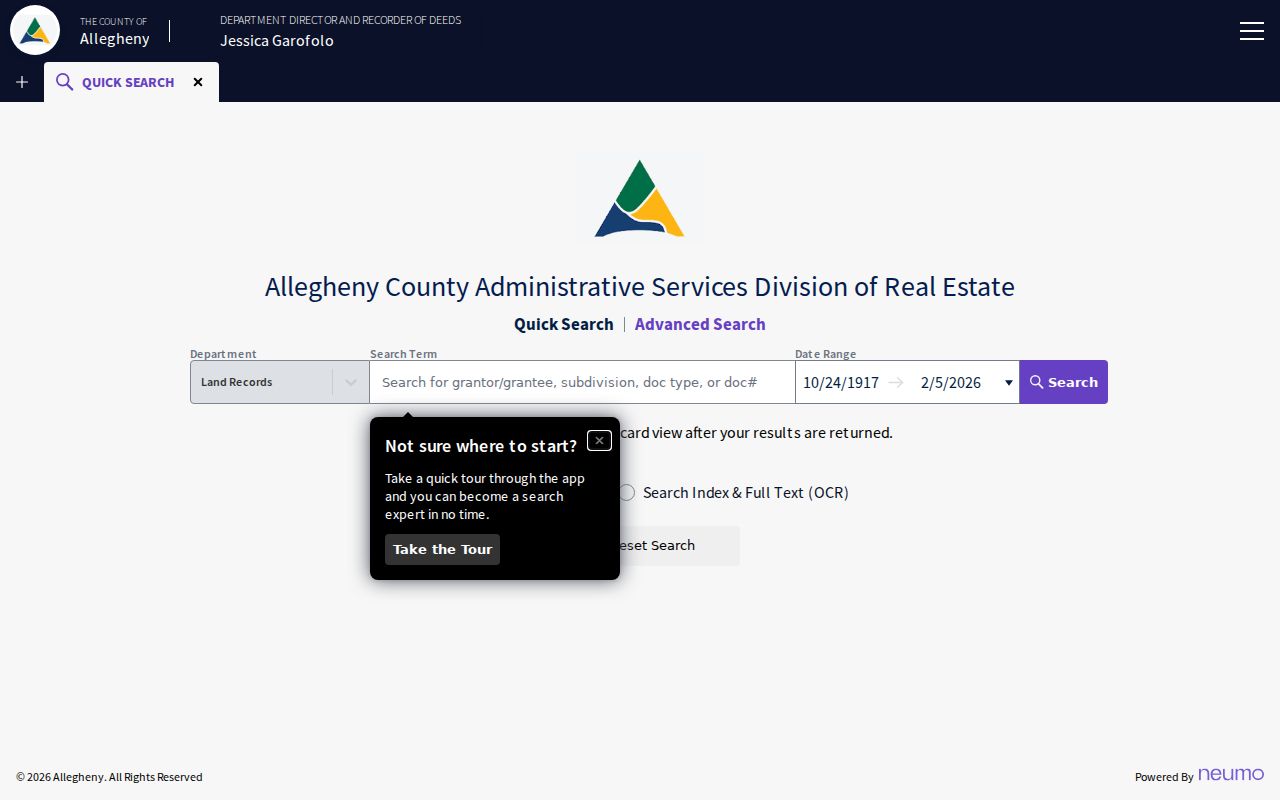 Penn Hills Township street directory Recorder quick search for recorded documents