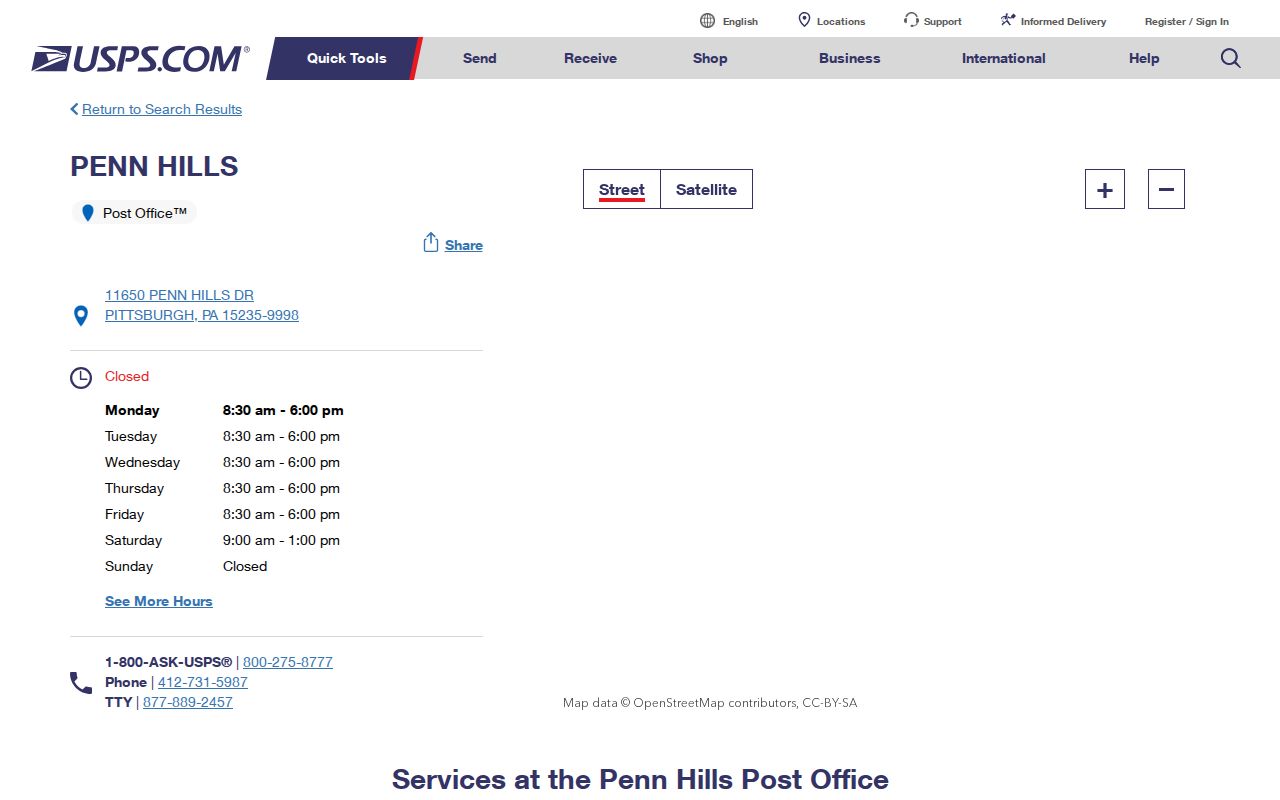 Penn Hills Township ZIP code directory USPS Penn Hills Post Office listing